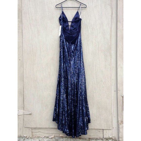 Alyce Paris 60304 Midnight Navy Blue Sequin Prom Formal Dress Gown Size 12 - Picture 5 of 13